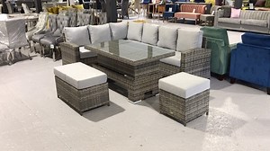 Our Sloane Corner Dining Set is now available to view in store... and it looks even better than we expected ☀️ Check it out online here www.amcfurniture.co.uk/collections/garden-furniture This classic shaped sofa and dining set sits 9 people and has a comfortable high back, curved arm and the sturdy table can be raised or lowered to create a dining table or a coffee table ✨ This Sloane Set retails at £1798 but you can get it at AMC Furniture for JUST £1099 with FREE UK DELIVERY 🤭🚚 | AMC Furnit