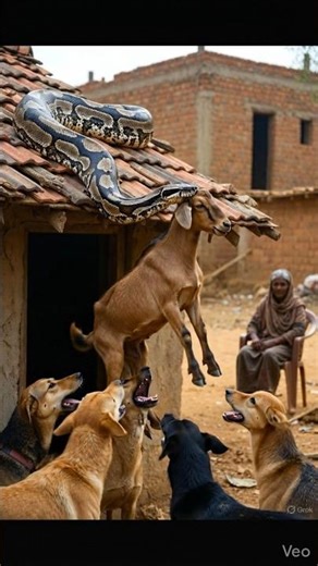 Giant Python Attacks Goat on Rooftop 😱 Shocking Moment 🐉| USA Shorts #shorts #shortsfeed