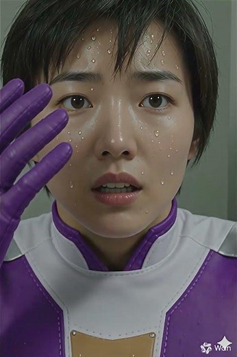 Violet Sentai girl has Belly Expansion until her belly like a balloon version2