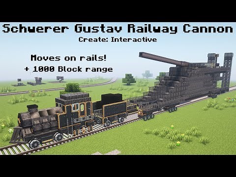 Schwerer Gustav in Minecraft (moves on rails) | Create Interactive | Create Big Cannons