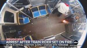 The man that allegedly set a woman riding a Chicago commuter train on fire is facing federal terrorism charges. After the horrific incident, two good Samaritans helped the 26-year-old victim, who remains in critical condition. Rhiannon Ally has details. https://abcnews.link/GYkdYgf | ABC World News Tonight with David Muir