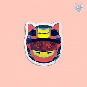 F1 Racing Cat Sticker - 2025 Mclaren Helmet Cat - Metallic Oscar Piastri Decal - Racing Laptop Sticker - Formula One Vinyl Shiny Sticker - Etsy