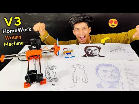 मिल गईं HomeWork Writing Machine 😍 // V3 Cnc Plotter Writing Machine