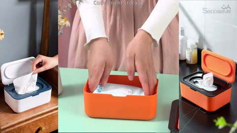 Wipes Dispenser, Wipe Holder for Baby & Adult, Seposeve Refillable Baby Wipe Container, Keeps Wipes Clean. Non-Slip, Easy Pull Wipes Pouch Case, Grey