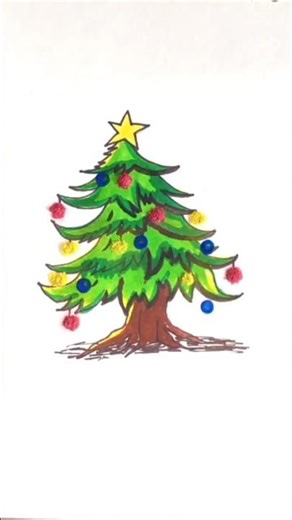 How to draw christmas tree 🎄#shorts #viral#viral #art #christmastree#art #chromeartsandcrafts