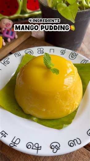 😱🔥4 ingredients MANGO PUDDING🥭No agar agar No gelatin pudding recipe #pudding #shorts #mango