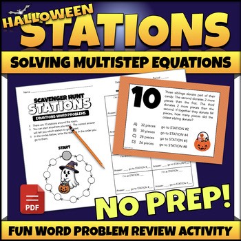 Fun Friday Halloween Math Activity No Prep Around the Room Stations Equations
