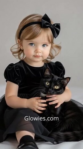 goth kid in her new black dress petting her black cat pet | Gothic Darling