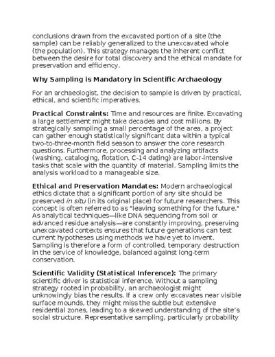 Representative Sampling Archaeology Worksheet Classwork, Homework or Sub Plans