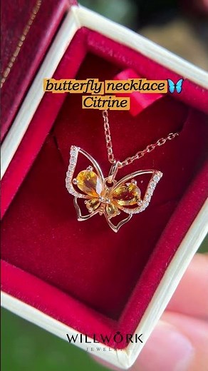 Citrine Necklace — November Birthstone Jewelry | Butterfly & Leaf Citrine Pendants