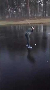Golf Swing on Ice Gone Wrong - Funny and Unexpected Moment!