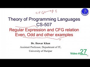 Video 27 Regular Expression and CFG relation Important examples