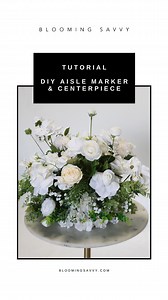 This is the full tutorial for how to create these faux flower aisle marker arrangements that can also be used as vase-free table centerpieces. Smaller floral decor items like this are great for DIY projects because they’re easy to transport and they can be used for a wide range of decor placements at your wedding. Ceremony aisle, bar top, welcome sign, guestbook table, and table centerpieces are some of my favorite ways to style these designs. #floraldesign #diyflowers #diywedding #flowerarrange