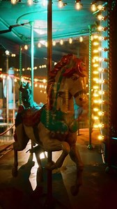 Nighttime Merry Go Round With Illuminating Lights