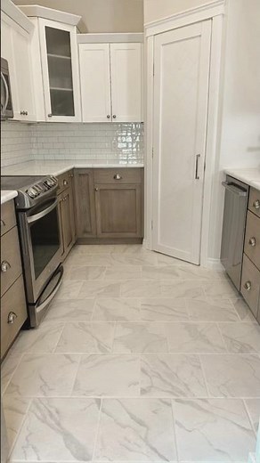 Painting my kitchen tile floors! Full tutorial on my channel. #diyhomedecor #diyprojects #diyideas