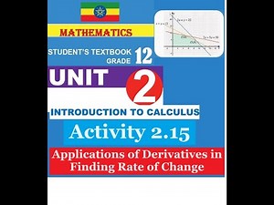 Mathematics Grade 12 Unit 2 Activity 2.15 Applications of Derivatives in Finding Rate of Change