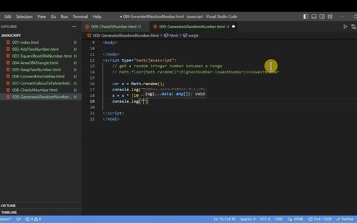 javascript程序生成给定范围内的随机数