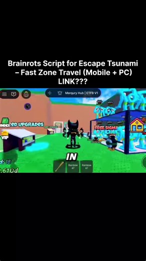 Escape Tsunami (Brainrots) Script UI Showcase – Remove Tsunami & Teleport All Zones 🌊 (Mobile PC) #viral #robloxscript #tsunami