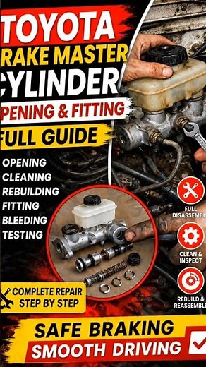 TOYOTA Brake Master Cylinder Opening & Fitting Full Guide | Cleaning, Rebuilding & Bleeding Step 🔧🛻