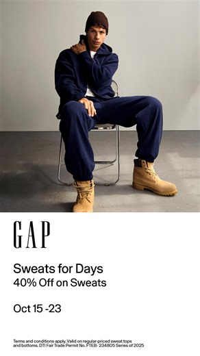 2.4K views · 29 reactions | Super-comfy. Built to last. Made to go with everything. Our cozy Gap logo hoodies and joggers are made for easy weekends and every after school adventure. Get 40% off from October 15-23, 2025, valid at gap.com.ph Also valid in-store until October 24. Terms and conditions apply. DTI Fair Trade Permit No. FTEB- 234805 Series of 2025" | Gap | Facebook