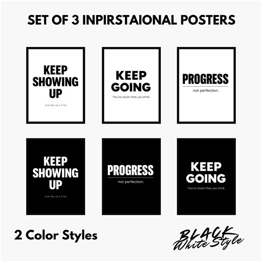 Set of 3 Motivational Posters, Black and White Office Decor (digital Download) - Etsy