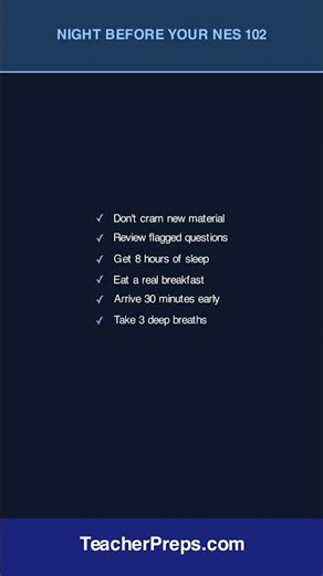 NES 102 Night Before Your Exam | Teacher Certification | #Shorts