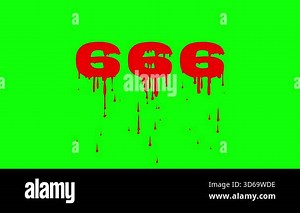 Number 666 text animation with realistic dripping blood on a green screen background, ideal for horror intros, dark cinematic titles, and Halloween-themed visuals.