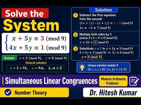 Simultaneous Linear Congruences Modular Arithmetic Problems Dr Hitesh Kumar