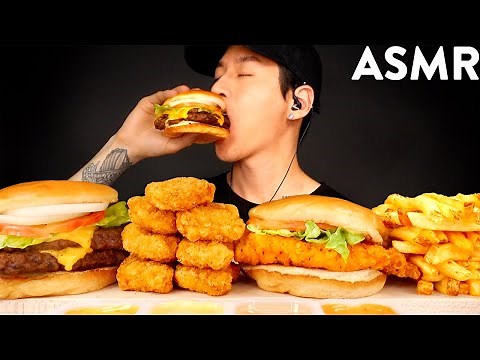 ASMR MOST POPULAR FOOD at WENDY'S (Double Cheeseburger, Nuggets, Spicy Chicken Sandwich, Fries)