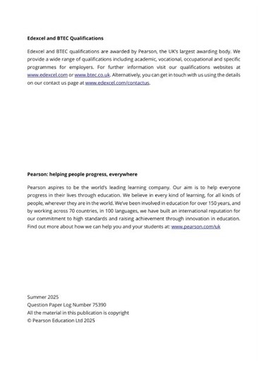 Edexcel A Level Portuguese 2025 Paper 2 Mark Scheme