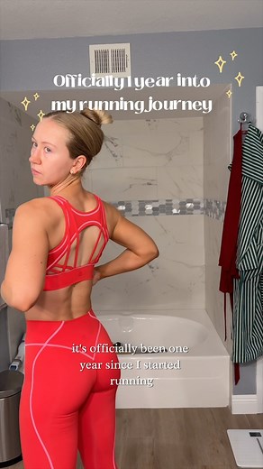 One year into my running journey!! Who would have thought! And now I’m back to suffering in the heat and it feels like all my progress is gone 😂🥲🫠 Outfit is @buffbunny_collection hourglass airbrush bra leggings in salsa red, size S Running belt is @buffbunny_collection Shoes are @asicsrunning | Kathryn Mueller
