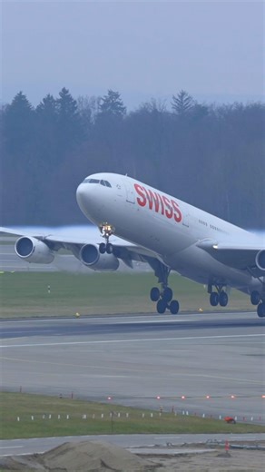 ✈️ Swiss Airbus A340-300 LOUD Departure From Zurich 🇨🇭 #planespotting #airbus #aviation