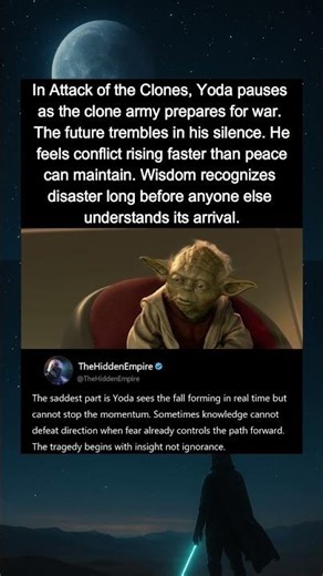 In Attack of the Clones (2002) Yoda senses the darkness growing