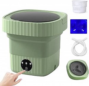 Portable Washing Machine, Foldable Mini Washing Machine for Socks, Baby Clothes, Towels, Underwear Or Delicate Items, Ideal for Apartment, Dorm, Camping, RV Travel and More (green)