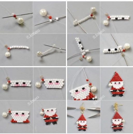 24K views · 199 reactions | Paso a paso de aretes de papá noel #bisuteriacolombiana #tendência #joyeriahechaamano #joyeriatejida #HechoAMano #ChristmasGift #hecho #gold #accesorios | creadora de sueños bisuteria | Facebook