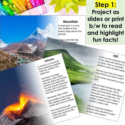 Landforms and Bodies of Water Earth Science Independent Worksheets Sub Plans