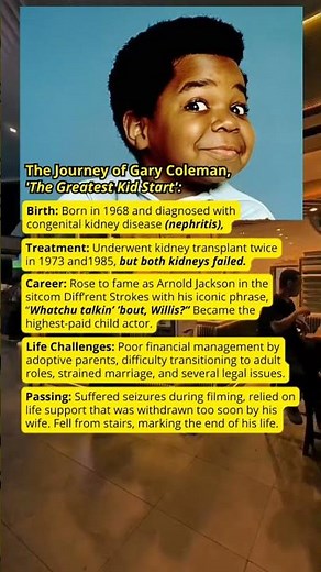 🥺🫂 Gary Coleman is an iconic character with difficulties in his life