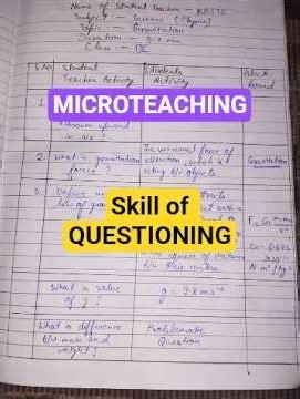 Micro teaching file|Skill of Questioning #lessonplan #microteaching #shorts #bedsemester #bbmku #vbu