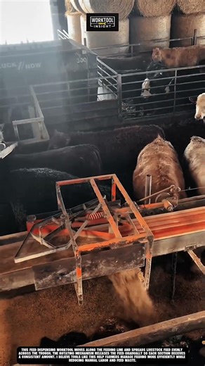 Feed dispensing worktool that distributes cattle feed evenly to improve farm efficiency #worktool