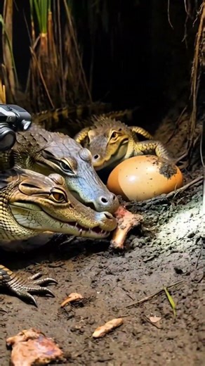 “Crocodile Hatchling Nest Exploration – Ultra-Realistic Macro POV”