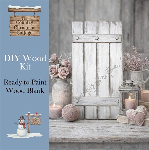 DIY Wood Shutter Kit | Vintage Farmhouse Shutter Decor | Primitive Shelf Sitter | Home & Hearth Collection | Interchangeable Shutter Display - Etsy