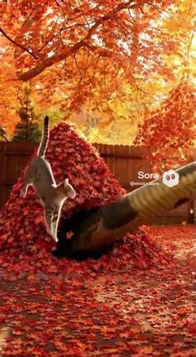 Snake Hiding in Leaf Pile EXPLODES Out! 🍂💥 #surprise