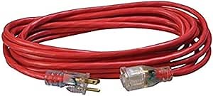 Southwire 25ft SJTW 14/3 Outdoor Ext Cord W/ Lighted End (Red)