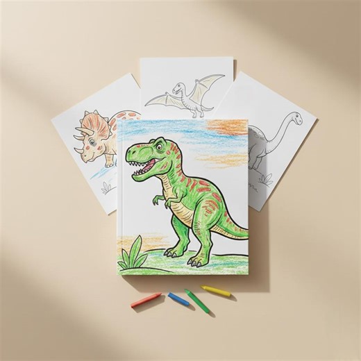 Dinosaur Coloring Book, 40 Printable Pages, Kids Activity (PDF Download) - Etsy