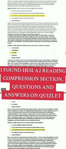 HESI A2 Reading Comprehension Questions & Answers 2025
