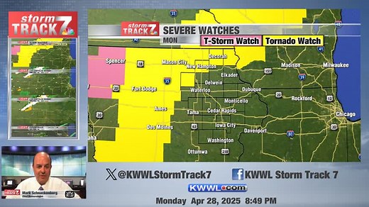 Radar update at 8:51 pm: A few storms across Iowa are slowly moving northeast. https://kwwl.com/weather/ | KWWL Storm Track 7