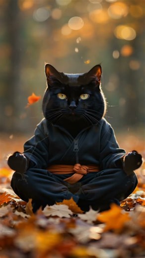 Ninja Cat Meditating in Silence 🧘‍♂️