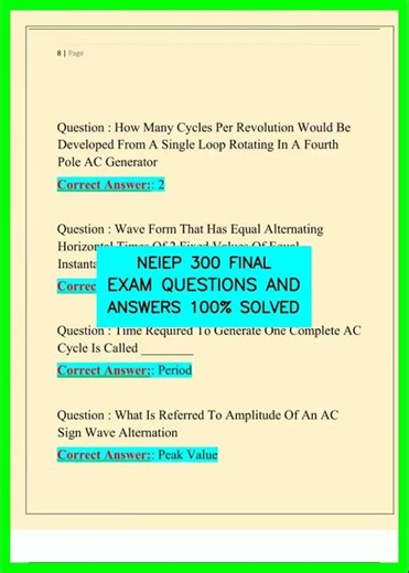 NEIEP 300 FINAL EXAM QUESTIONS AND ANSWERS 100% SOLVED video