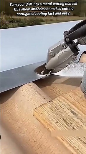Drill attachment makes cutting corrugated metal super easy.