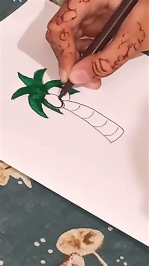 Satisfying Coconut Tree Drawing 🌴✨ Watch Till End! || #youtubeshorts #shorts #viral #trending